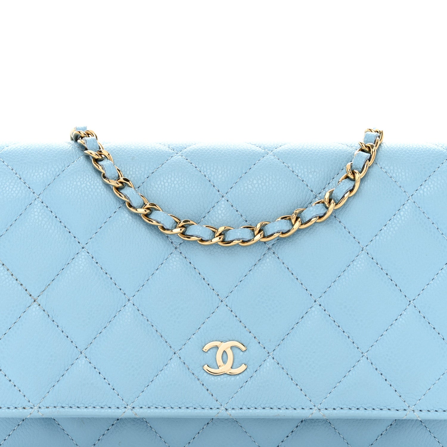 Chanel Caviar Quilted Wallet on Chain WOC Blue 5 of 15