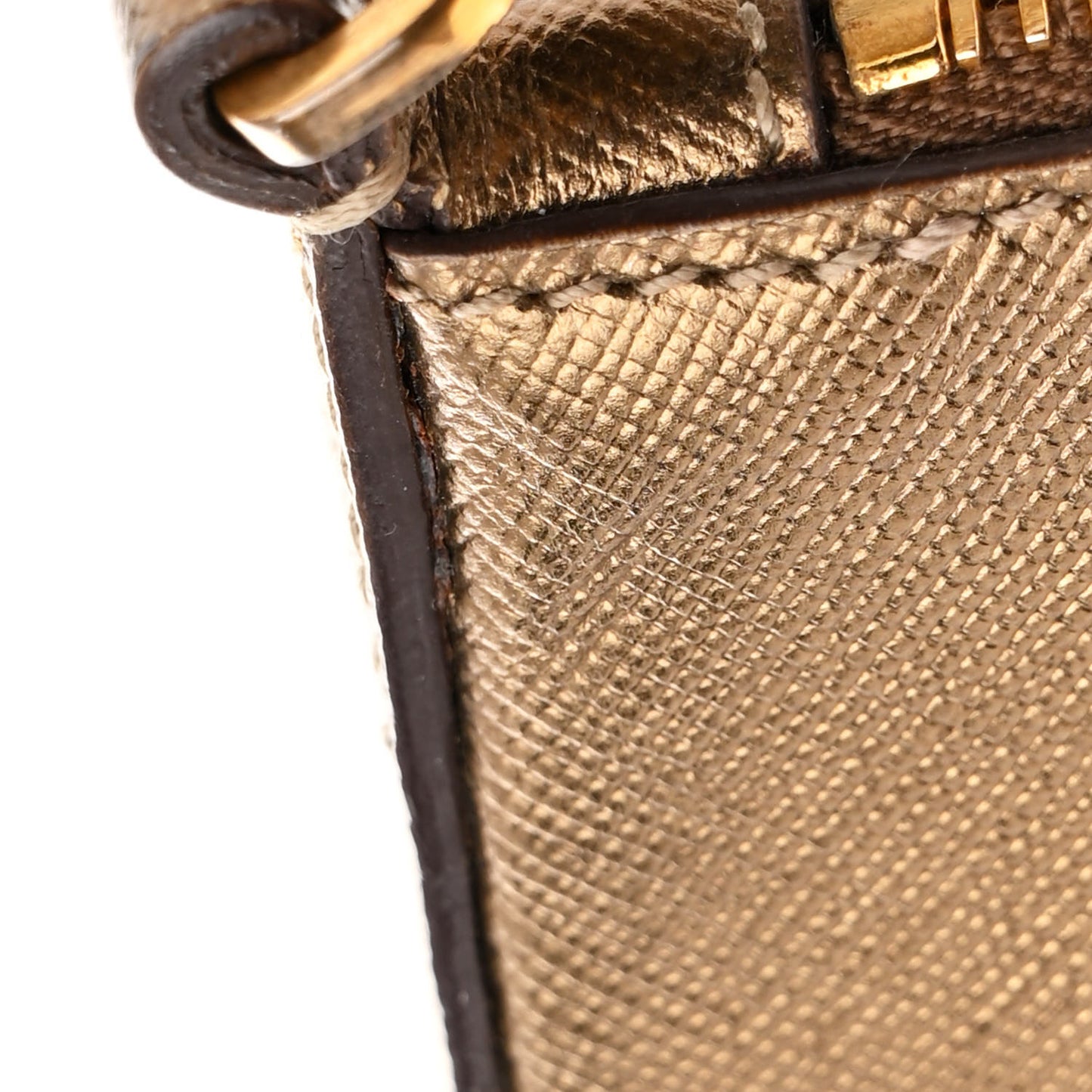 Metallic Saffiano Pochette Platino