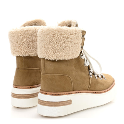 Hermes Chevre Velours Woolskin Womens Flocon Ankle Boots 39.5 Beige Gobi Ecru 5 of 8