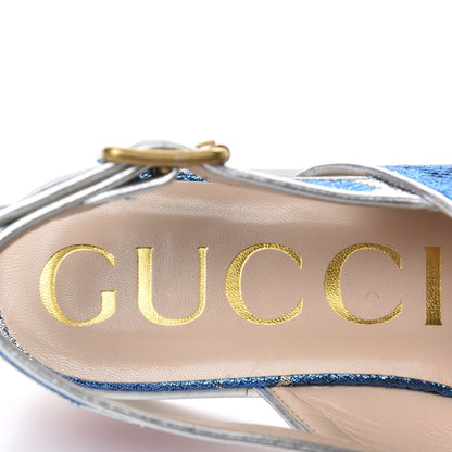 Gucci Lurex Starry Sky Crossover Platform Sandals 37.5 Bleuette Silver 7 of 9