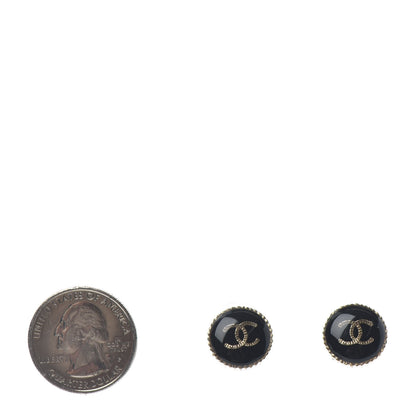 Chanel Enamel CC Earrings Black Gold 2 of 4