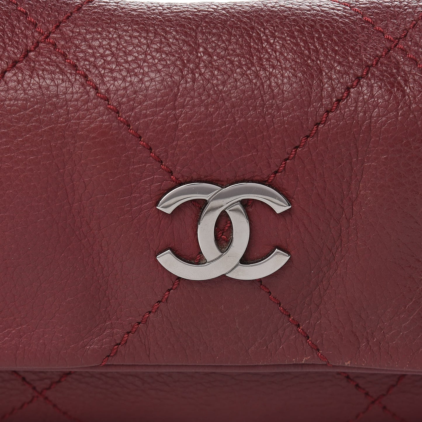 Calfskin Stitched Flap Shoulder Bag Red