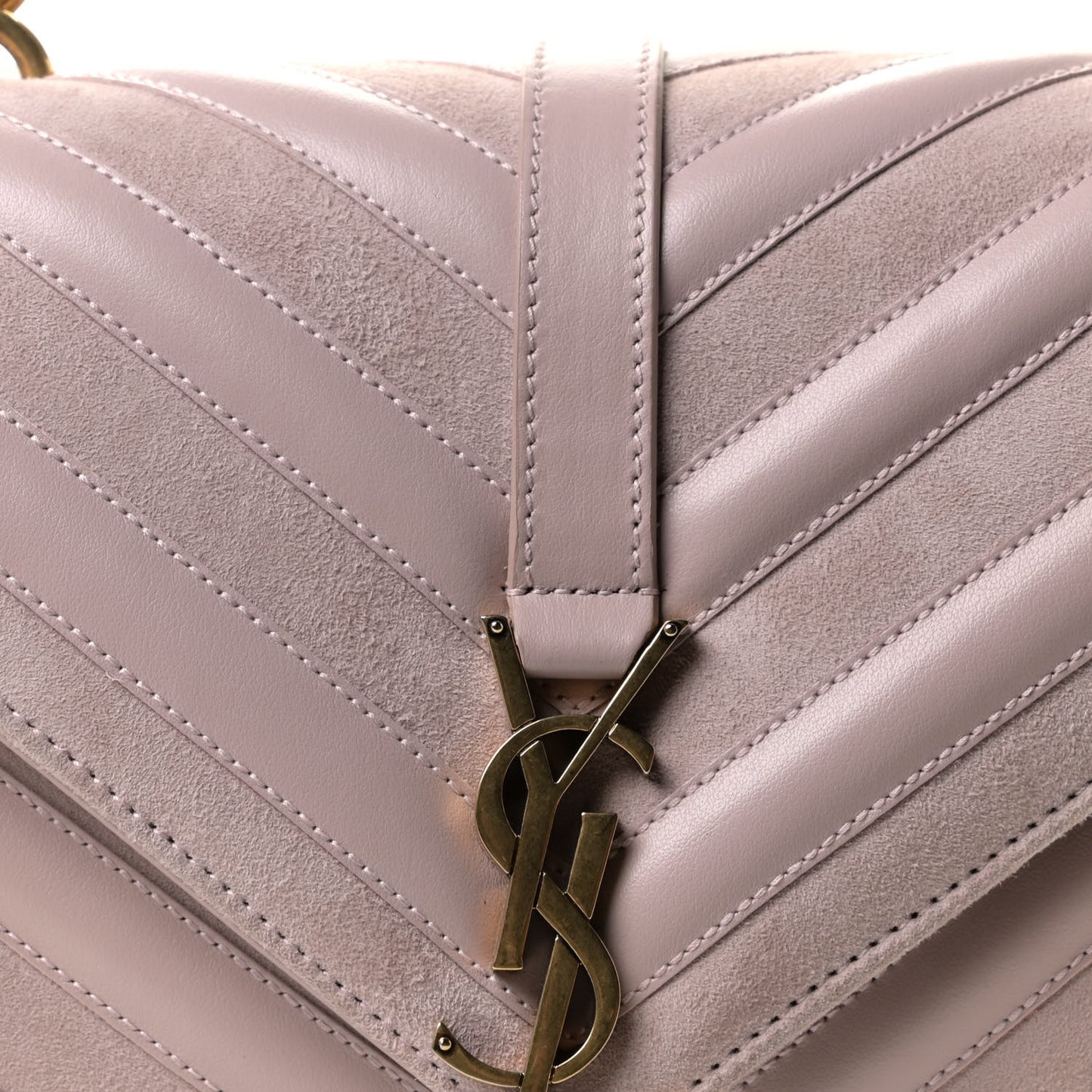 Calfskin Suede Matelasse Chevron Medium Monogram College Bag Rose Poudre