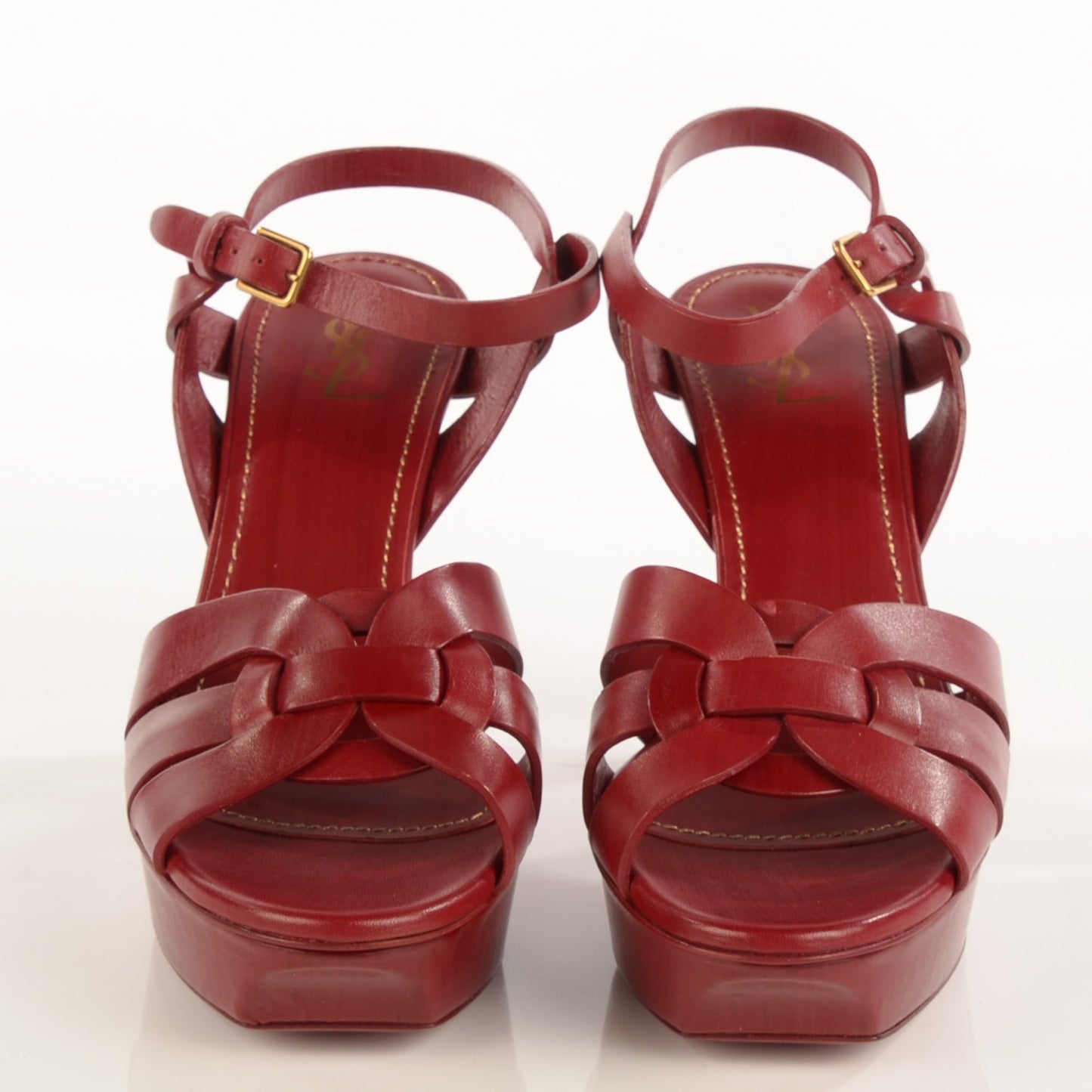 Leather Tribute 75 Platform Sandals 41 Cuoio Paint Deep Red