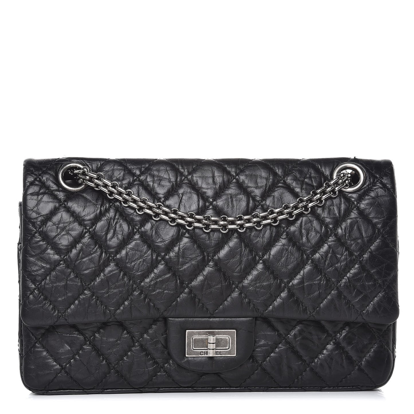 Aged Calfskin Quilted 2.55 Reissue 225 Flap Black