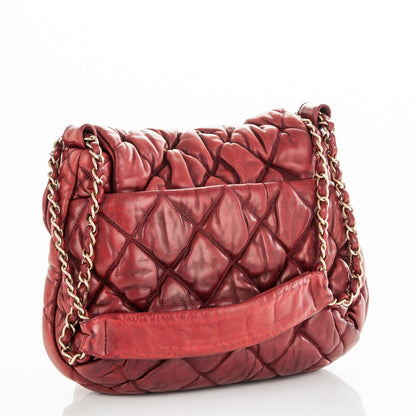 Chanel Lambskin Bubble Quilt Flap Bag Red 3 of 7