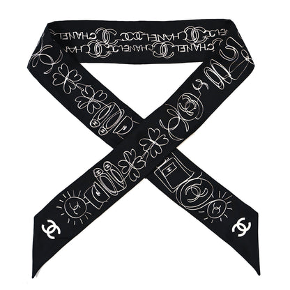 Chanel Silk Twill CC Slim Bandeau Scarf Black 1 of 4