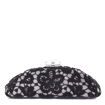 Chanel Lace Timeless Perfume Bottle Top Clutch Black White 1 of 8