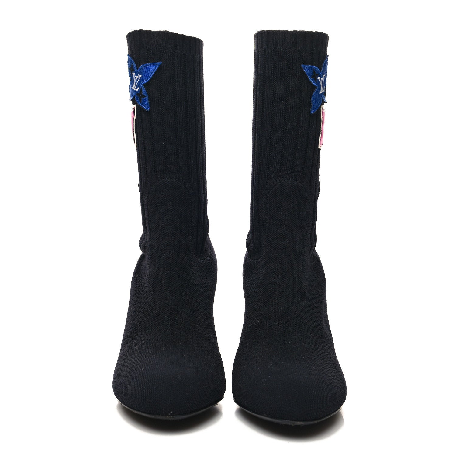 Louis Vuitton Stretch Fabric LV Black Heart Sock Ankle Boots 37.5 Black 2 of 8