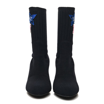 Louis Vuitton Stretch Fabric LV Black Heart Sock Ankle Boots 37.5 Black 2 of 8