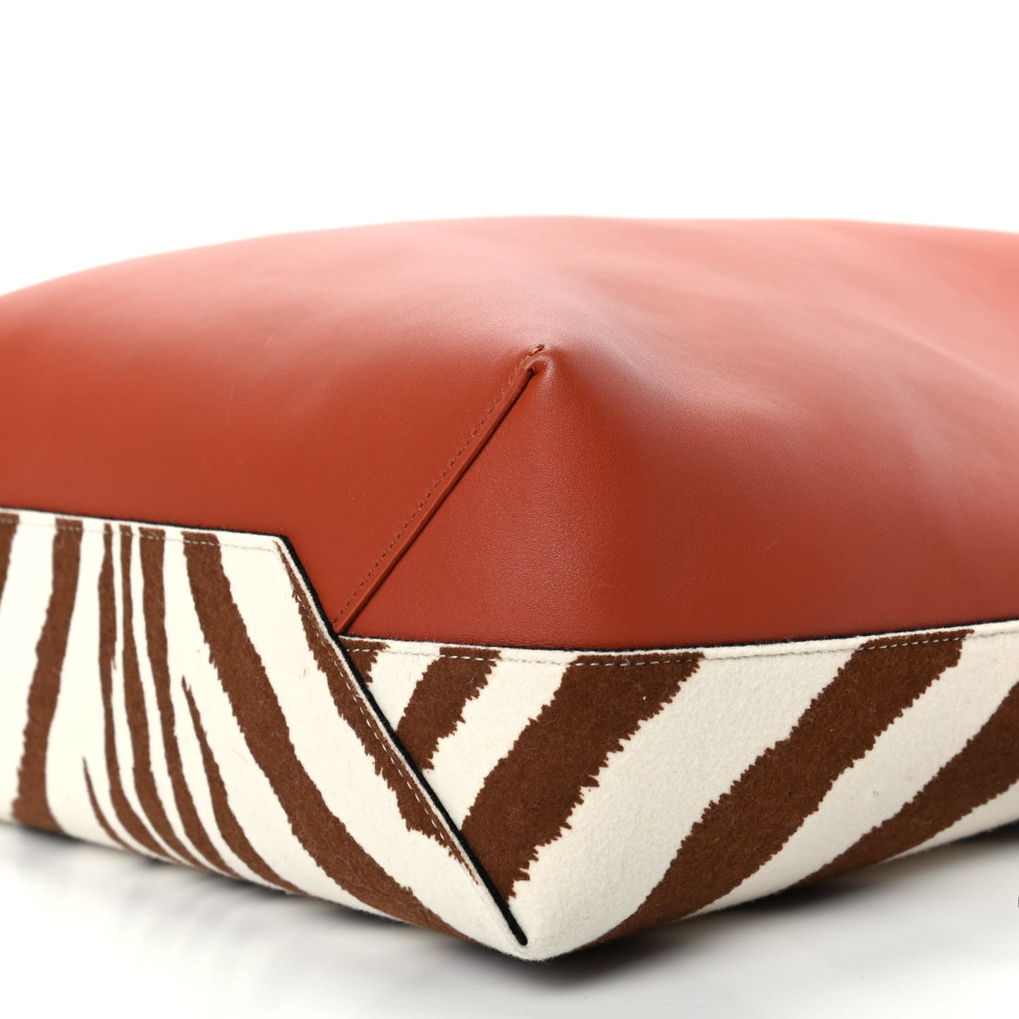 Shiny Smooth Calfskin Zebra Printed Calf Hair Small Twisted Cabas Chalk Brick