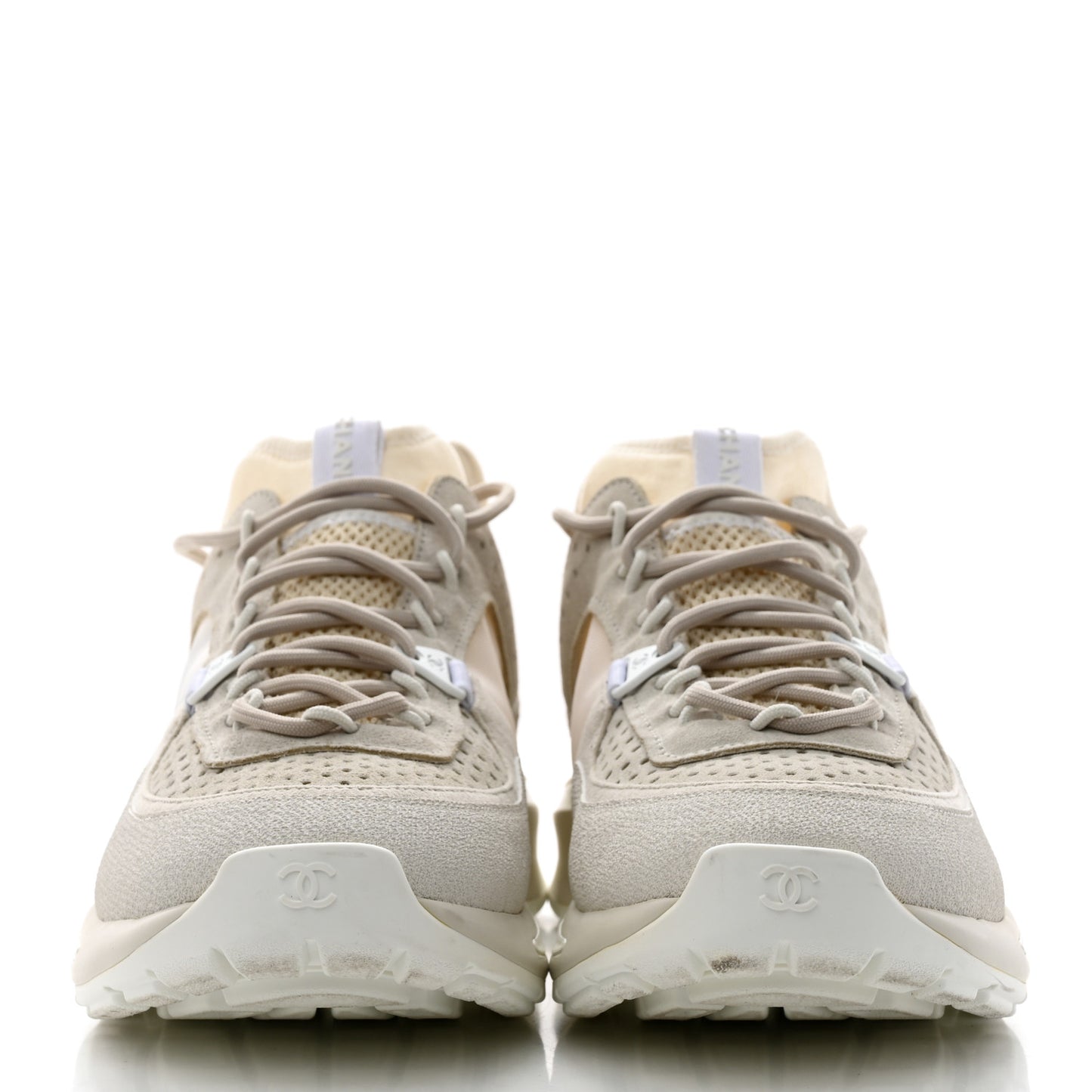 Suede Calfskin Mens CC Sneakers 42 White