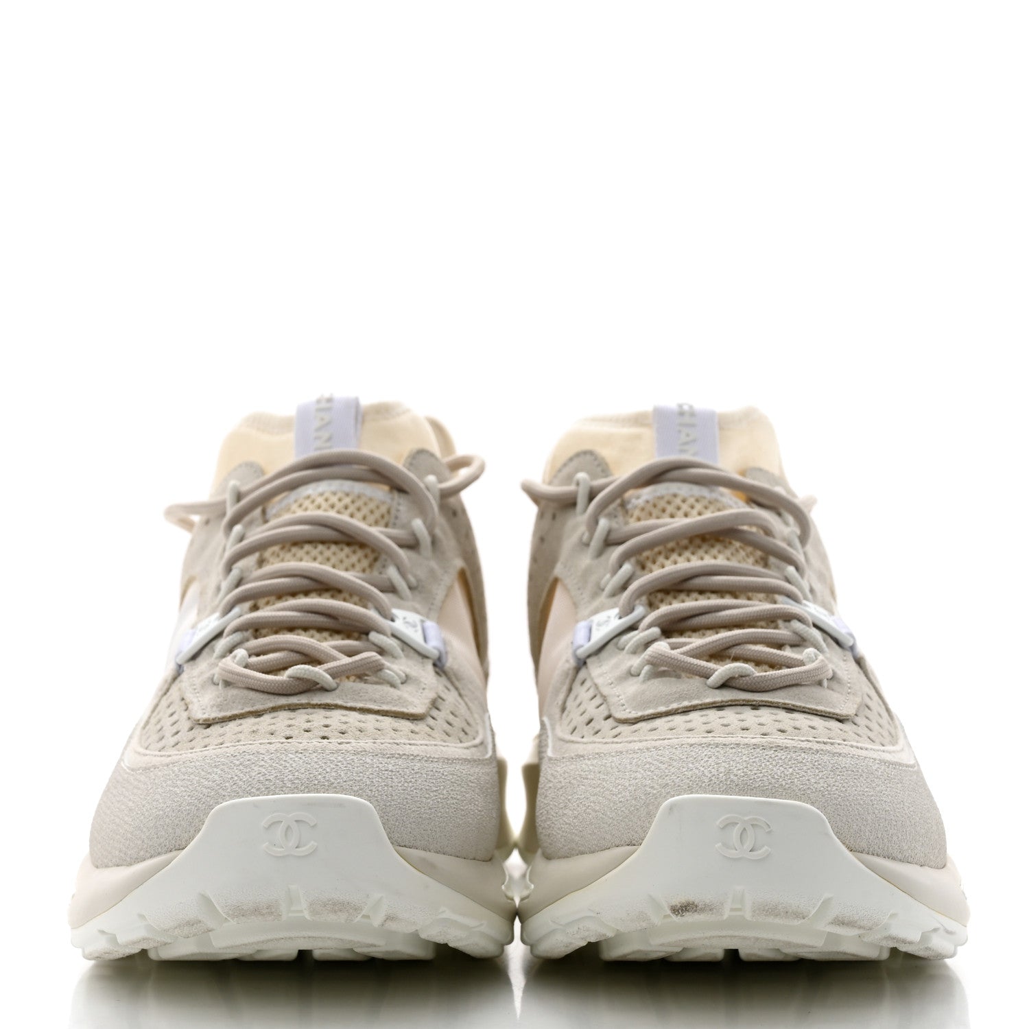 Chanel Suede Calfskin Mens CC Sneakers 42 White 2 of 8