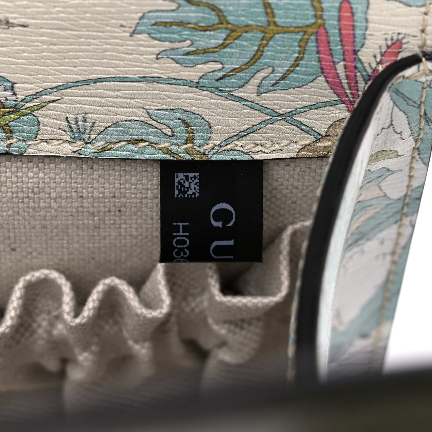 Gucci New Shangai Calfskin Tiger Savanah Mini Horsebit 1955 Foldover Top Handle Bag Chalky White Multicolor 7 of 10