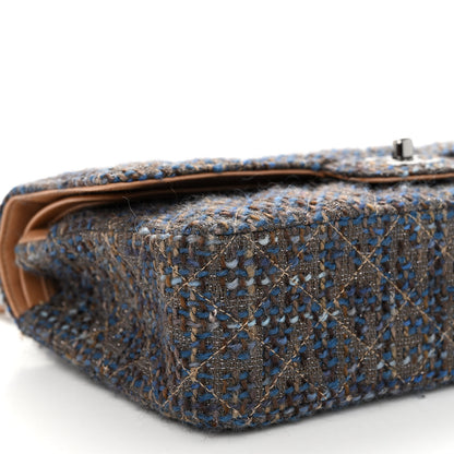 Chanel Tweed Quilted Medium Double Flap Brown Blue 9 of 10