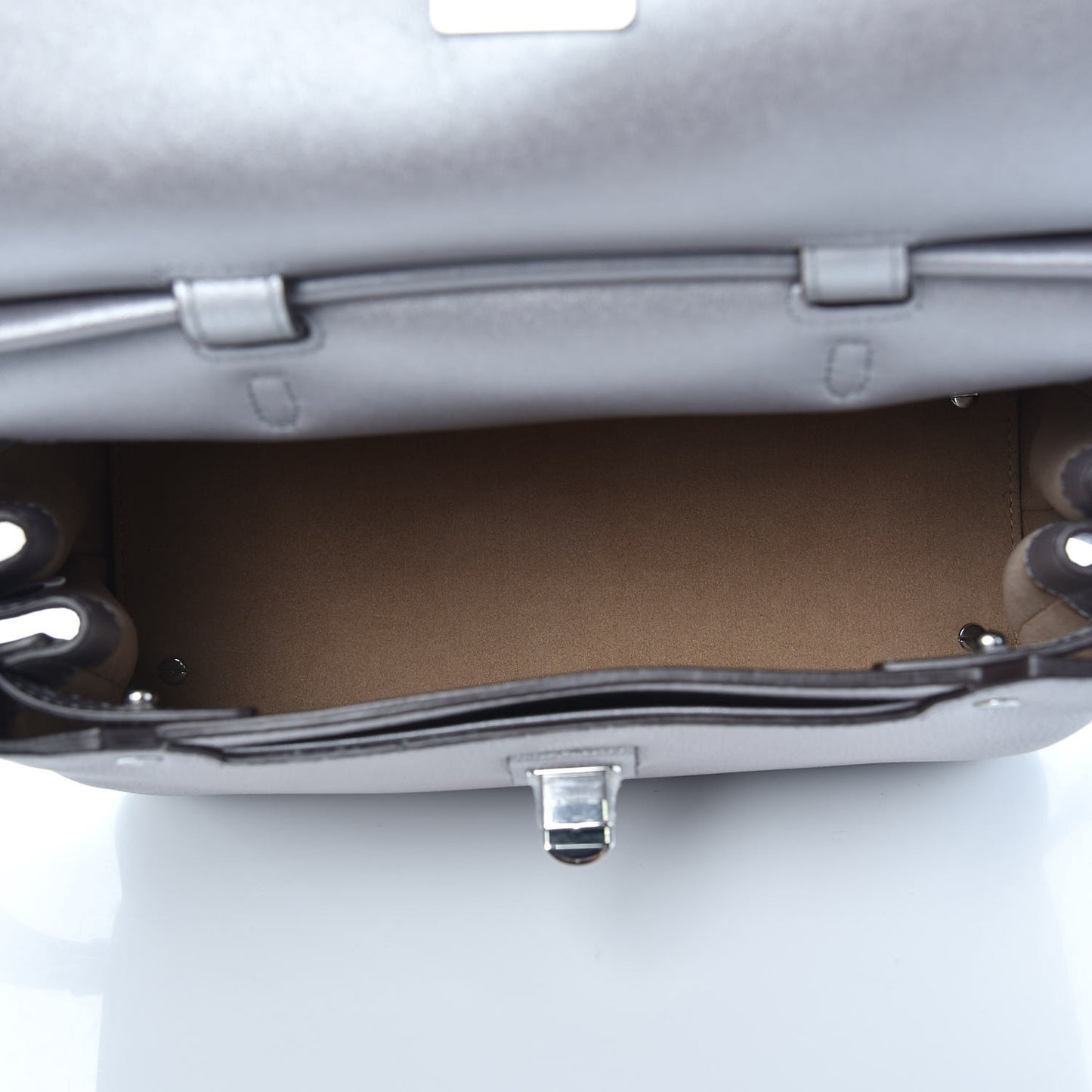 Metallic Pebbled Calfskin Medium Milla Backpack Silver