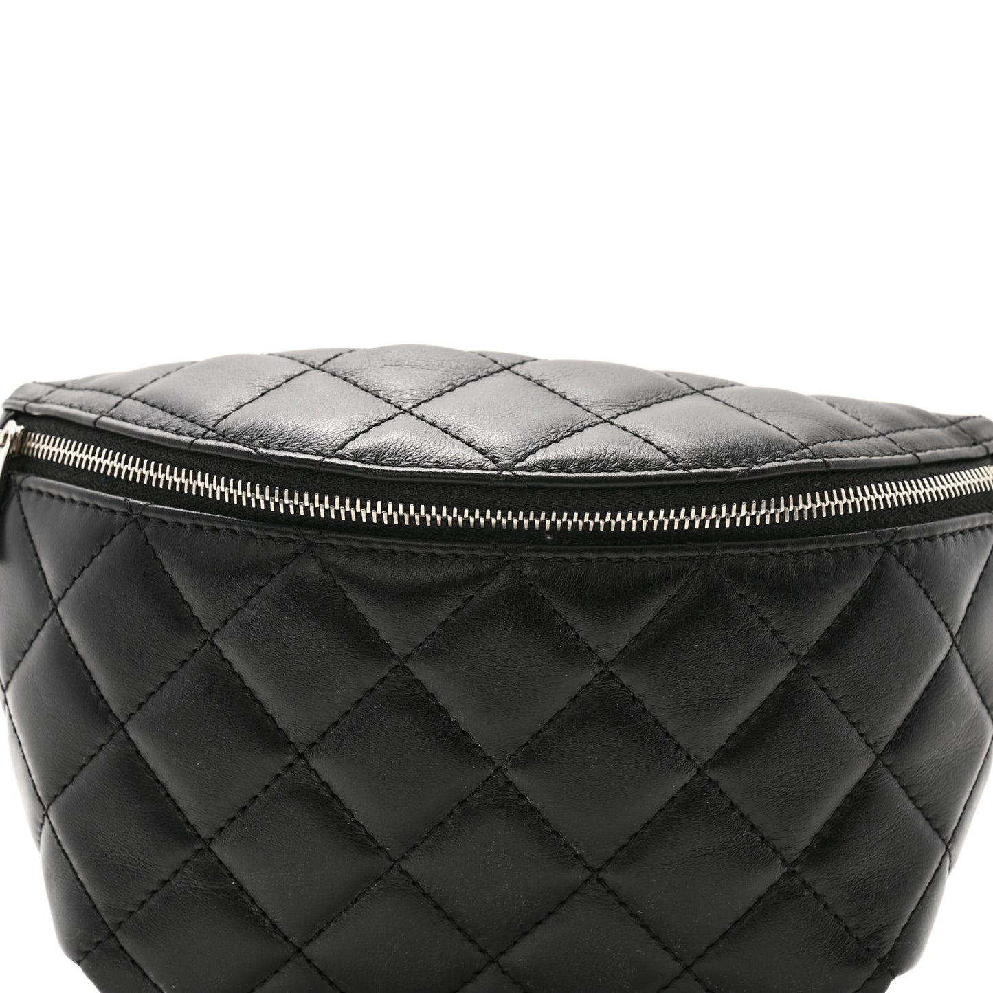 Calfskin Quilted Waist Belt Bag Black