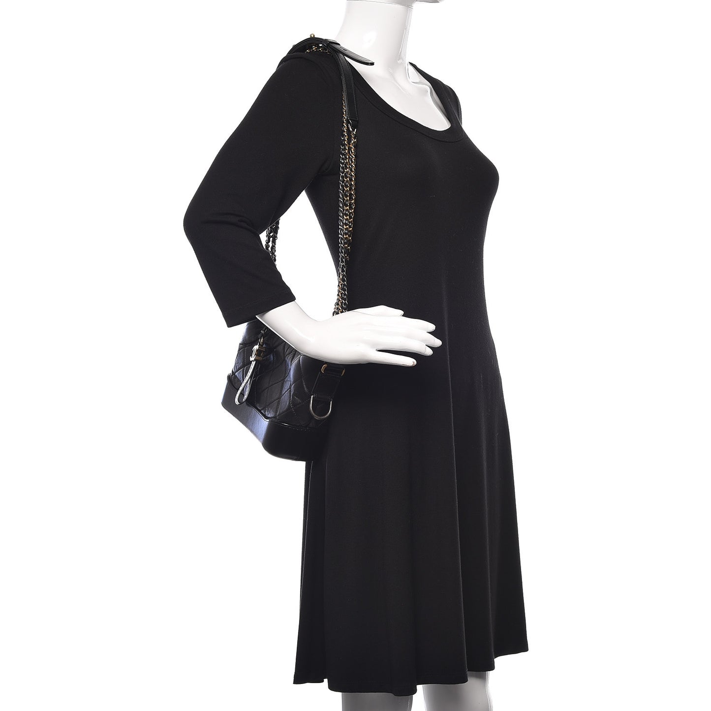 Aged Calfskin Quilted Small Gabrielle Hobo Black