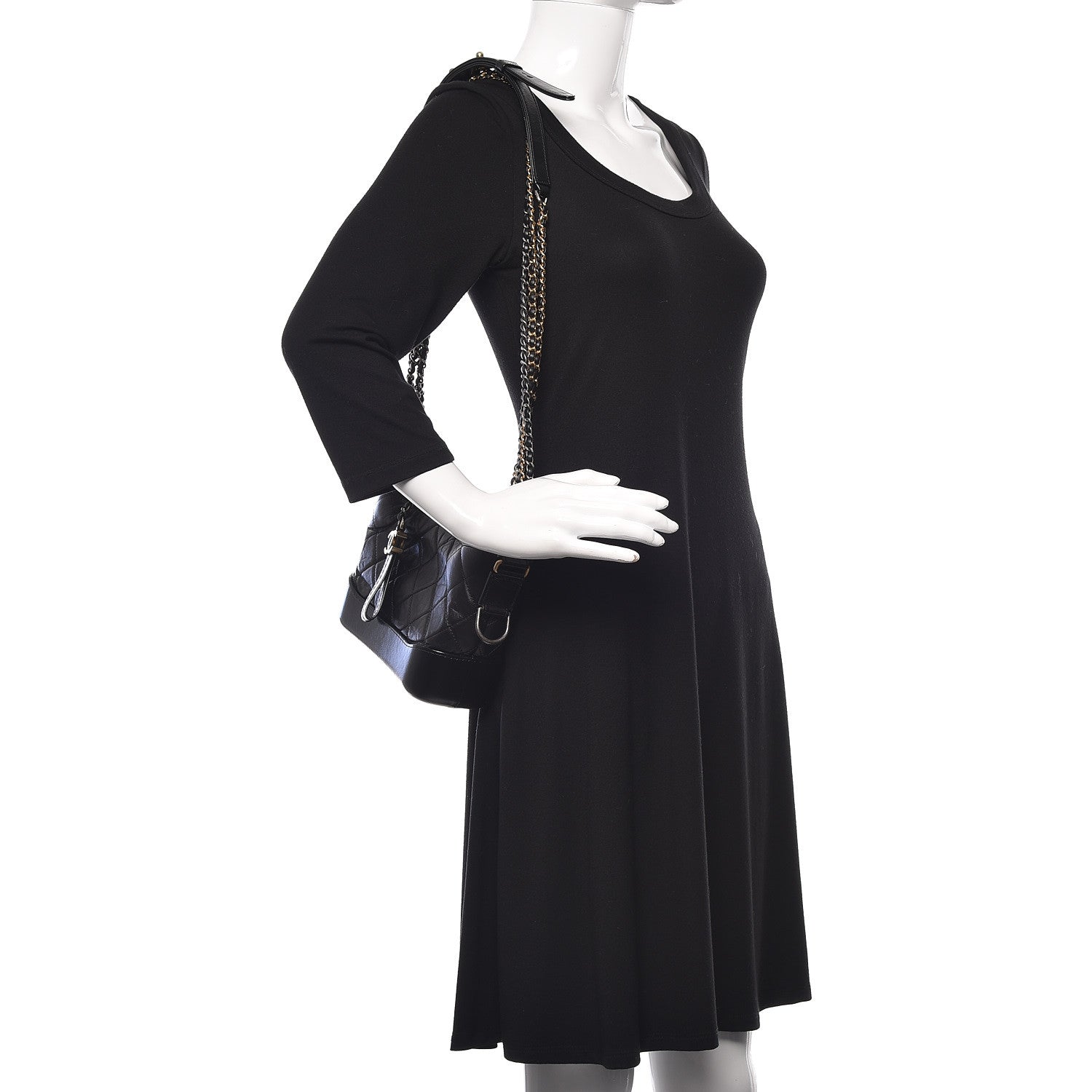 Chanel Aged Calfskin Quilted Small Gabrielle Hobo Black 2 of 10