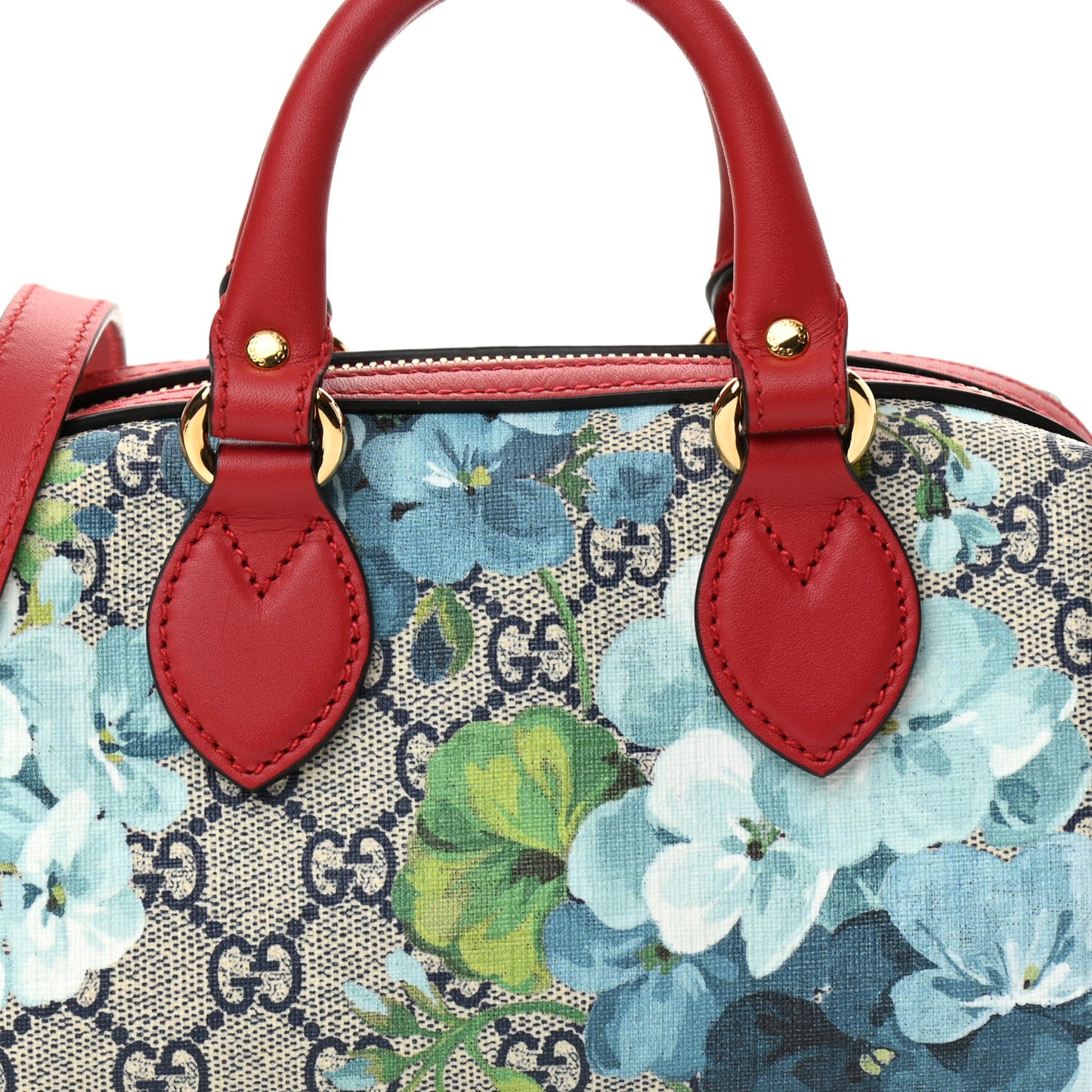 GG Supreme Monogram Blooms Mini Boston Navy Blue Hibiscus