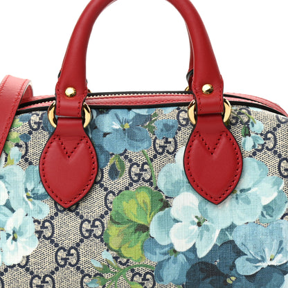 Gucci GG Supreme Monogram Blooms Mini Boston Navy Blue Hibiscus 8 of 11