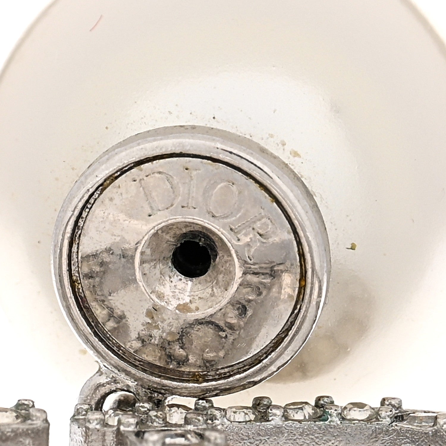 Christian Dior Pearl Crystal Tribal CD Drop Earrings Silver 4 of 4