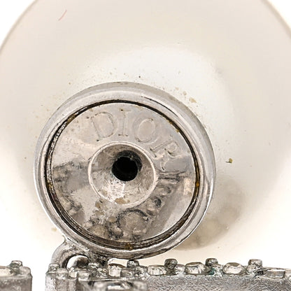 Christian Dior Pearl Crystal Tribal CD Drop Earrings Silver 4 of 4