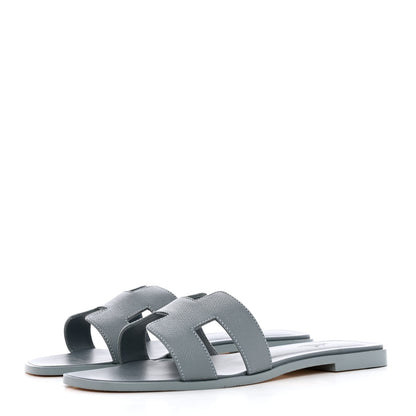 Hermes Epsom Oran Sandals 39.5 Gris Antarctique 3 of 14