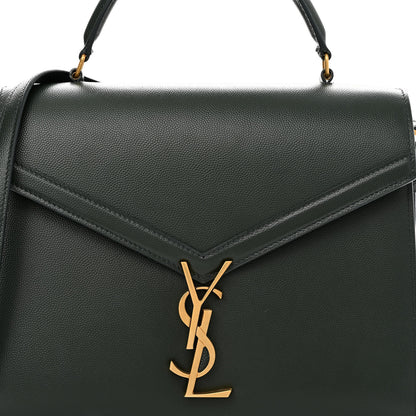 Saint Laurent Grain de Poudre Medium Classic Monogram Cassandra Top Handle Dark Green 8 of 14