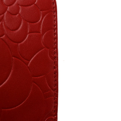 Chanel Lambskin Camellia Embossed Wallet On Chain WOC Red 16 of 16