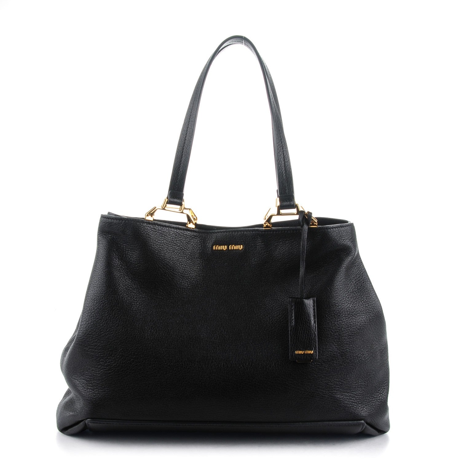 Miu Miu Goatskin Madras Tote Nero Black 1 of 8