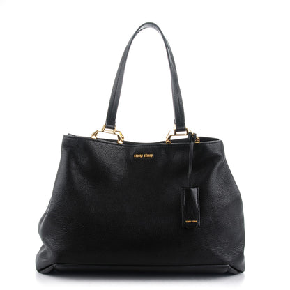 Miu Miu Goatskin Madras Tote Nero Black 1 of 8