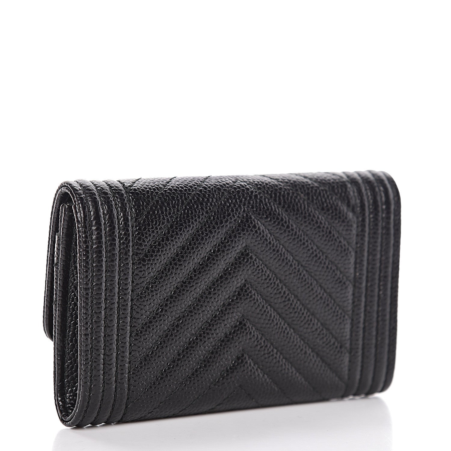 Chanel Caviar Chevron Quilted Boy Flap Card Holder Black 3 of 10