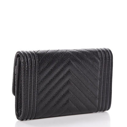 Chanel Caviar Chevron Quilted Boy Flap Card Holder Black 3 of 10
