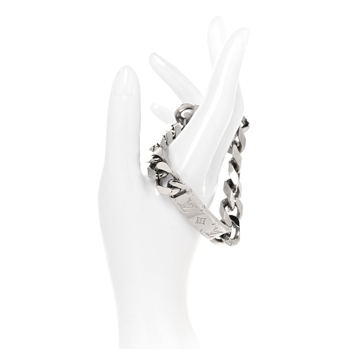 Louis Vuitton Zamac Palladium Monogram Chain Bracelet Silver 2 of 4