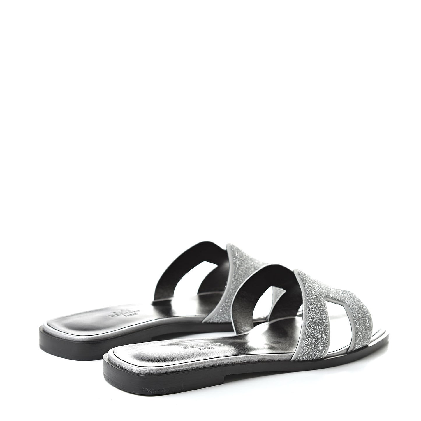 Suede Goatskin Crystal Powder Oran Sandals 35.5 Argento
