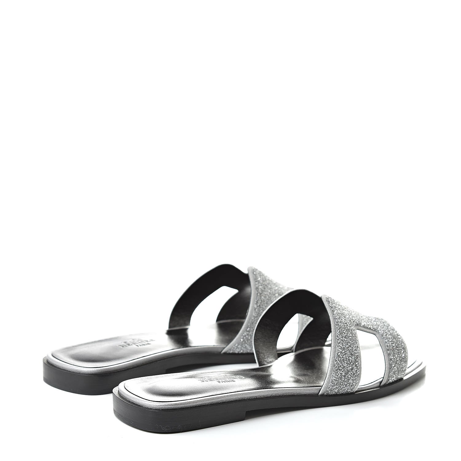 Hermes Suede Goatskin Crystal Powder Oran Sandals 35.5 Argento 4 of 9