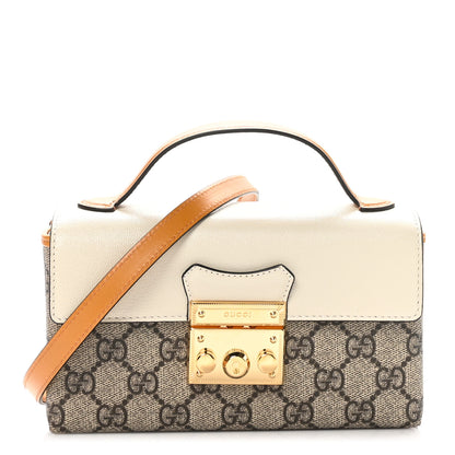 Gucci GG Supreme Monogram New Sakai Calfskin Mini Padlock Top Handle Shoulder Bag Beige Ebony Mystic White Sun Oil 1 of 11