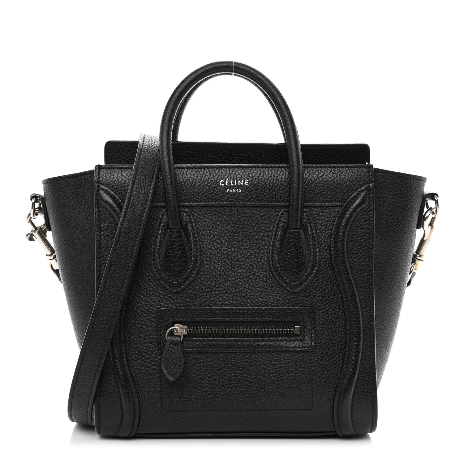 Celine Drummed Calfskin Nano Luggage Black 1 of 18