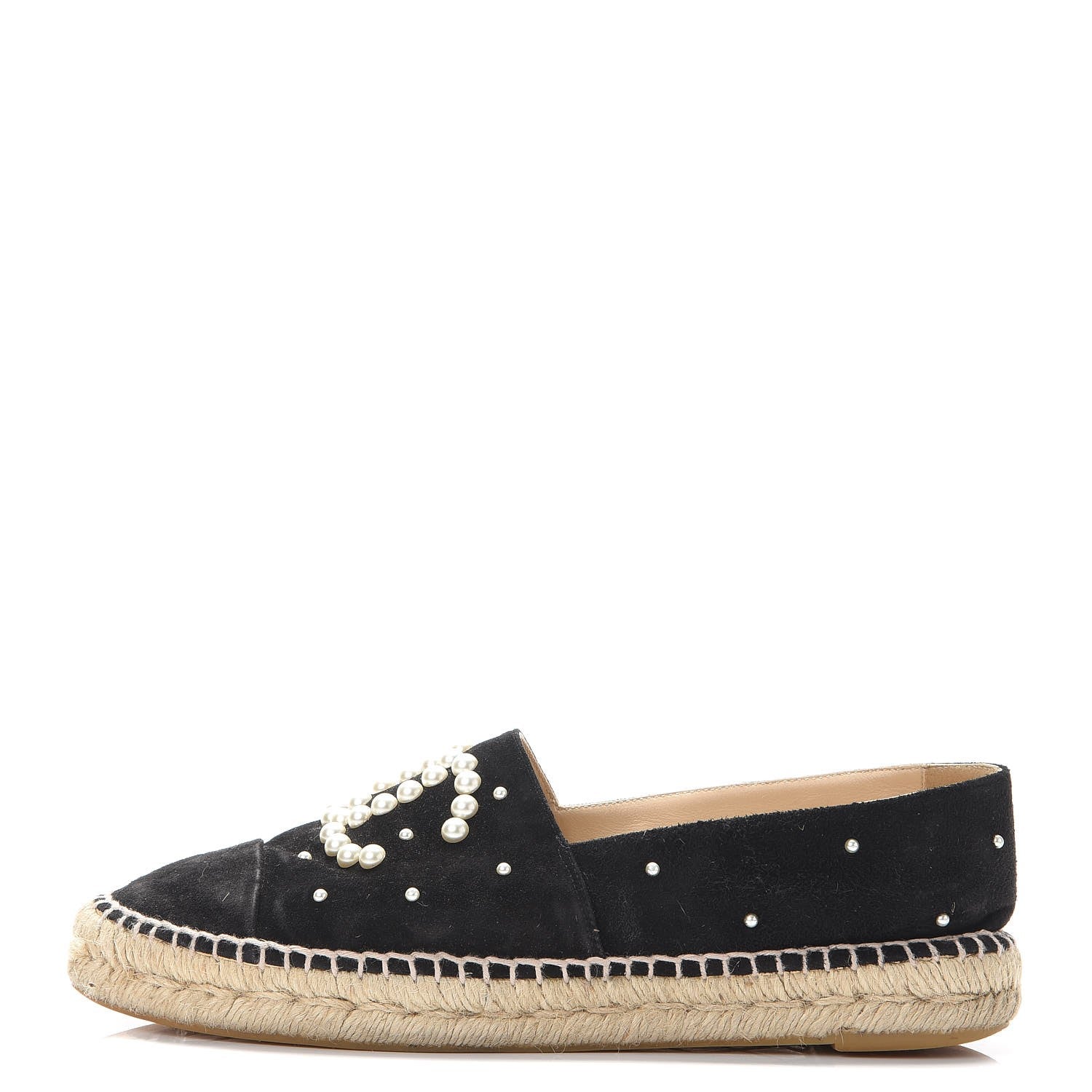 Chanel Suede Pearl CC Espadrilles 40 Black 1 of 18