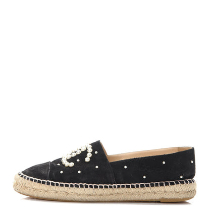 Chanel Suede Pearl CC Espadrilles 40 Black 1 of 18