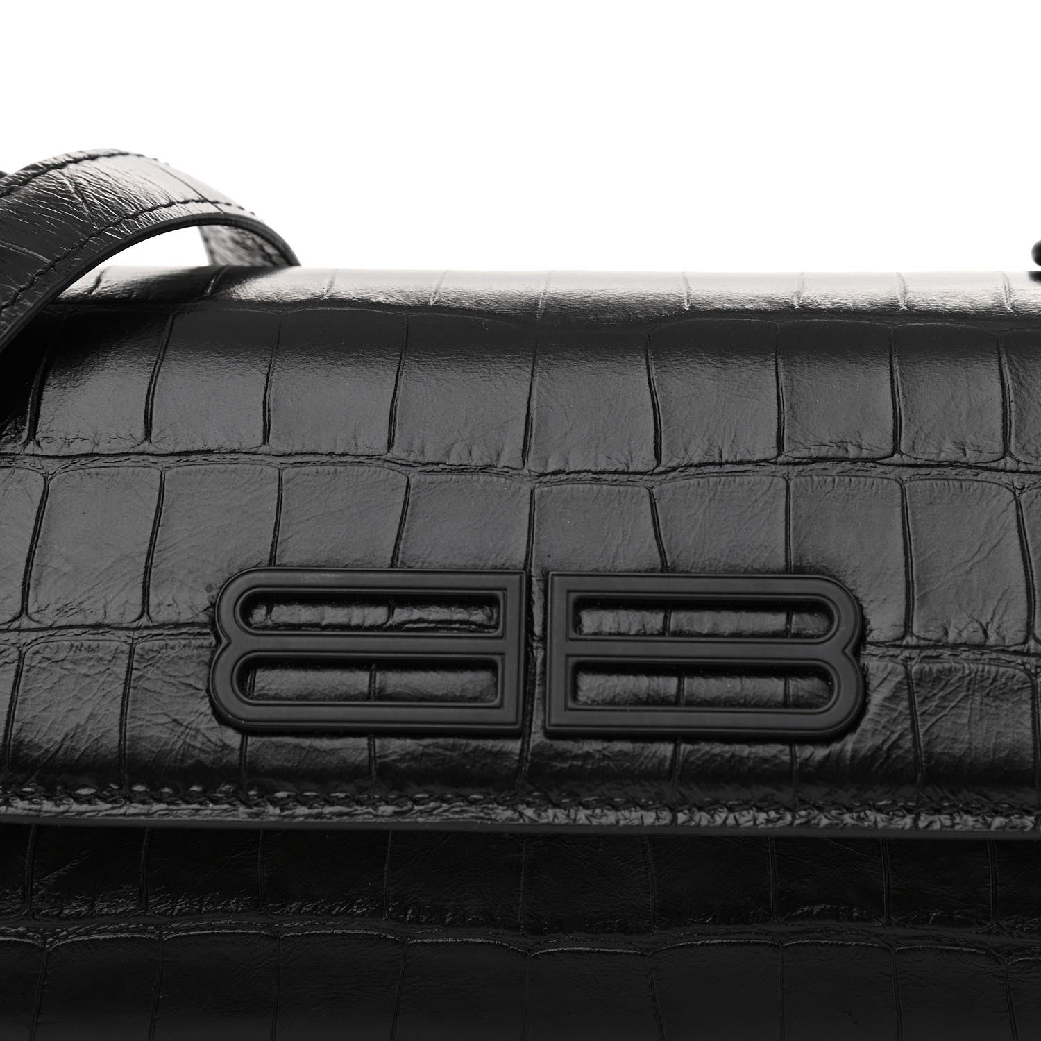 Balenciaga Extra Supple Calfskin Monochrome Crocodile Embossed Gossip Chain Bag XS Black 7 of 9