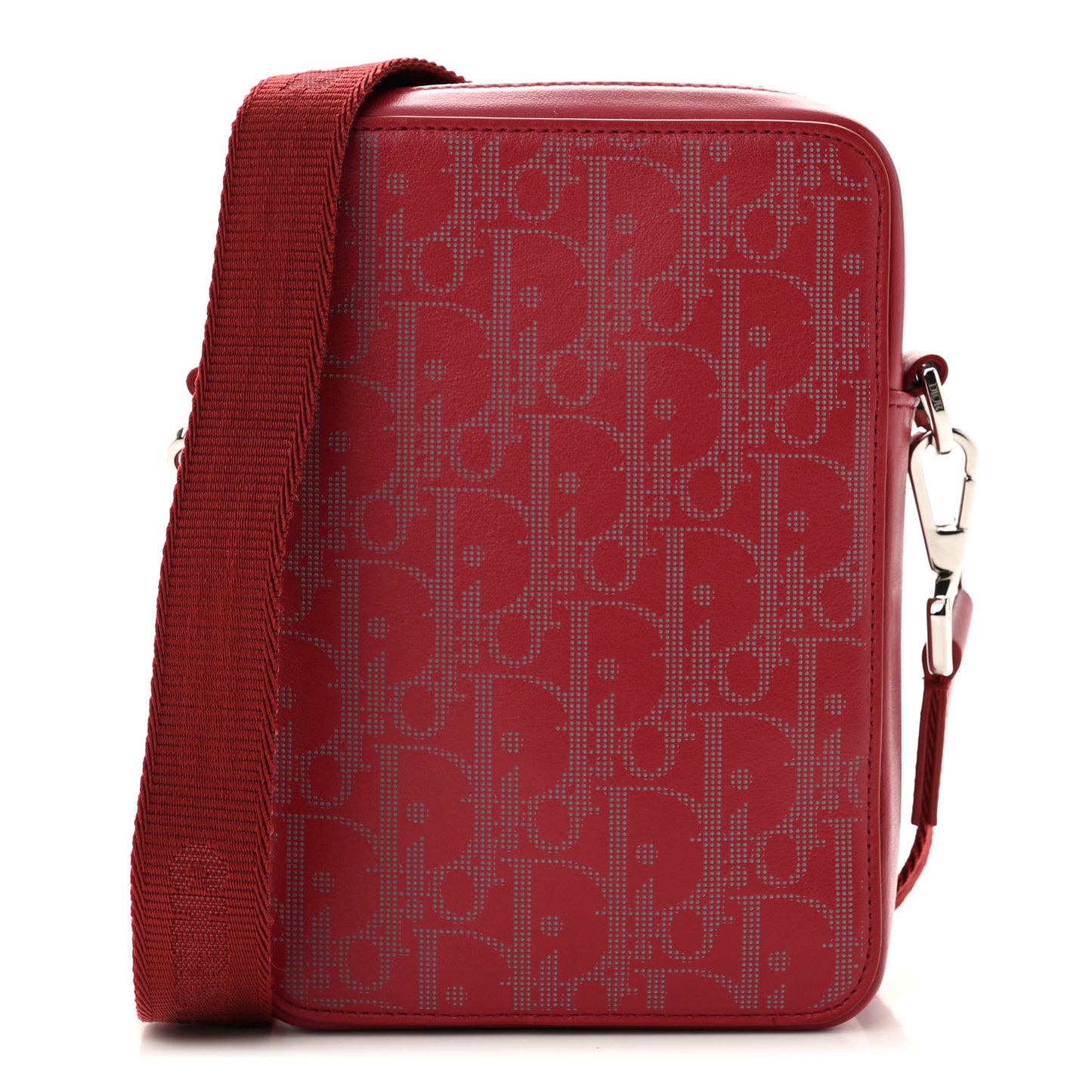 Calfskin Oblique Galaxy Perforated World Tour Messenger Pouch Red White