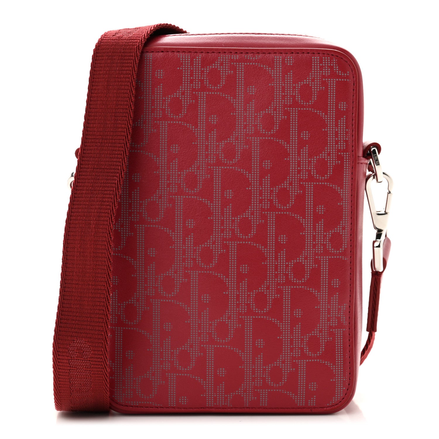 Christian Dior Calfskin Oblique Galaxy Perforated World Tour Messenger Pouch Red White 1 of 10