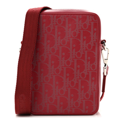 Christian Dior Calfskin Oblique Galaxy Perforated World Tour Messenger Pouch Red White 1 of 10