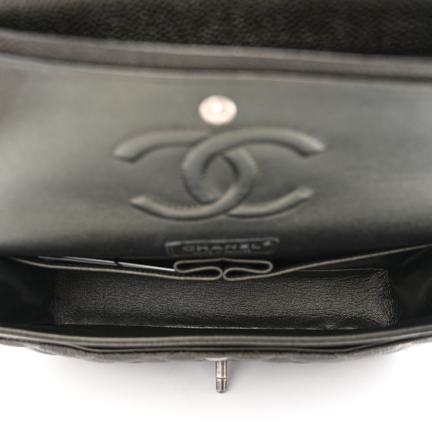 Chanel Metallic Caviar Quilted Medium Double Flap Dark Charcoal 5 of 11