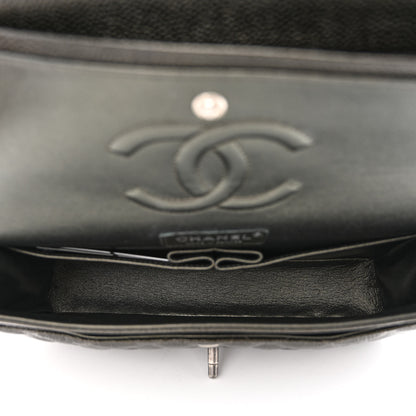 Chanel Metallic Caviar Quilted Medium Double Flap Dark Charcoal 5 of 11