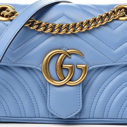 Gucci Calfskin Matelasse Mini GG Marmont Shoulder Bag Clear Sky Blue 11 of 11