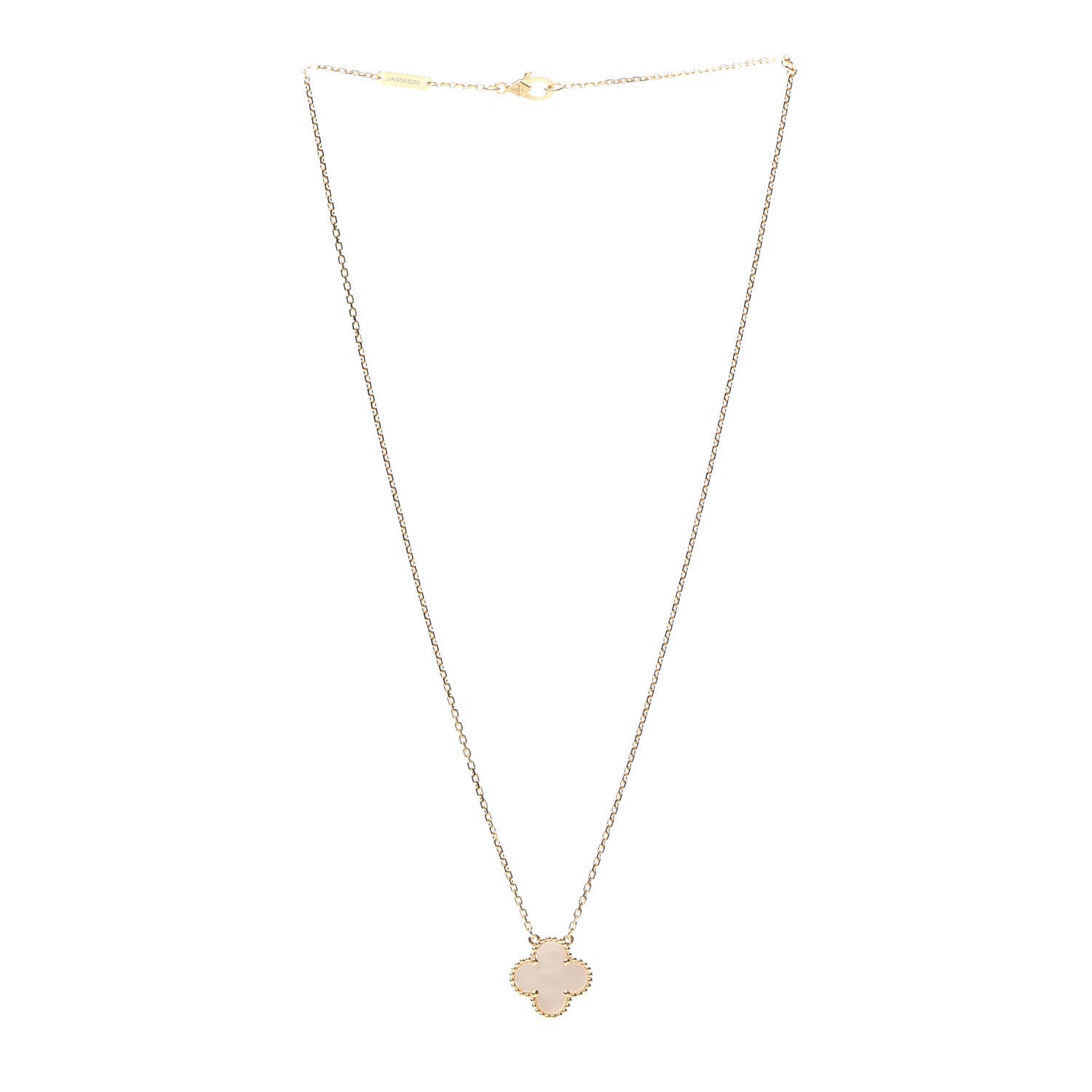 Van Cleef & Arpels 18K Yellow Gold Mother of Pearl Vintage Alhambra Pendant Necklace 3 of 7