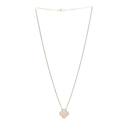 Van Cleef & Arpels 18K Yellow Gold Mother of Pearl Vintage Alhambra Pendant Necklace 3 of 7